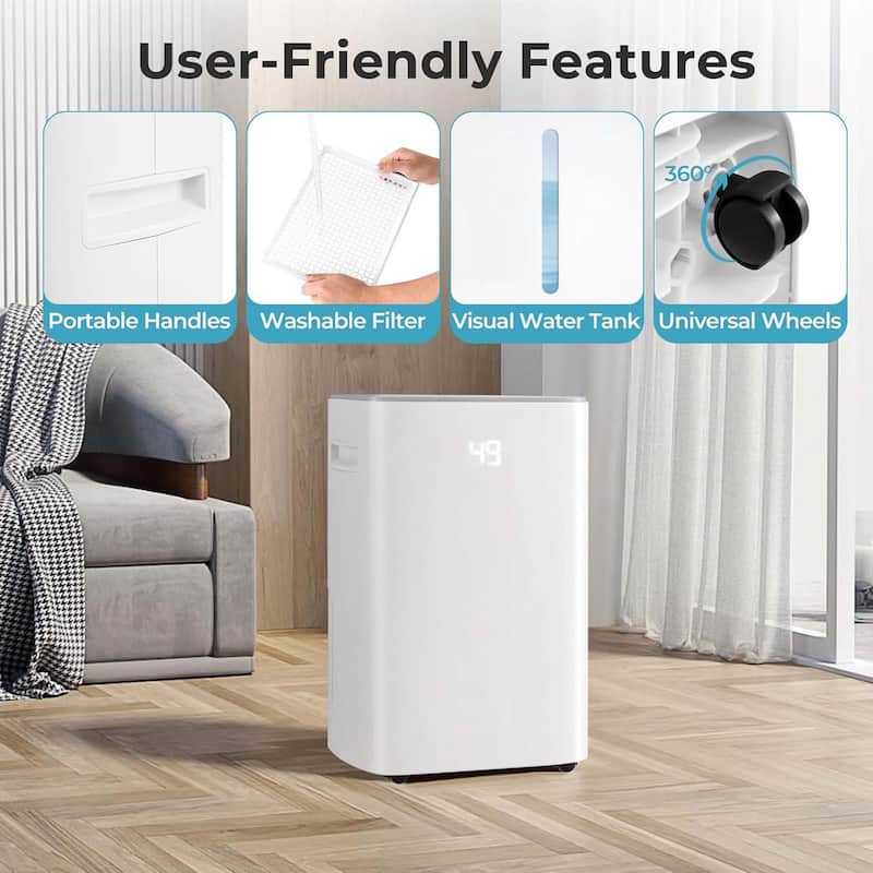 52 Pint Dehumidifier 4500 Sq. Ft Portable Dehumidifier w/ Child Lock