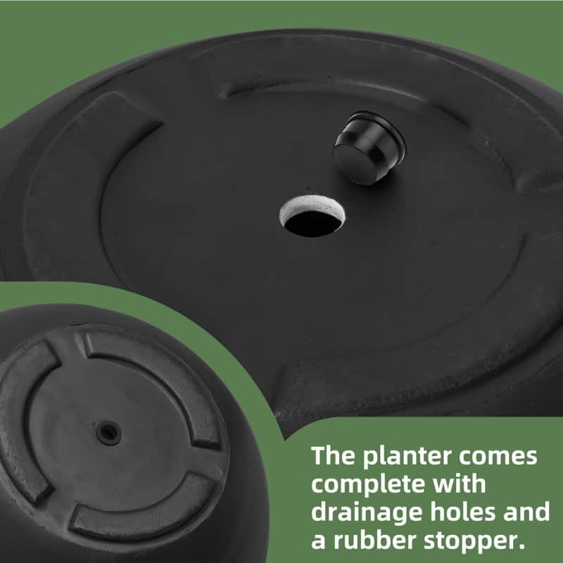 Modern Style Outdoor Planters for Porch, Round Planter with Drainage Hole, MgO Flower Pots,White/Black - N/A