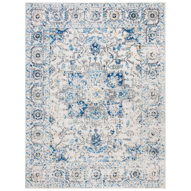 SAFAVIEH Madison Snowflake Medallion Rustic Farmhouse Distressed Rug - 9' x 12' - Grey/Ivory - Rectangle