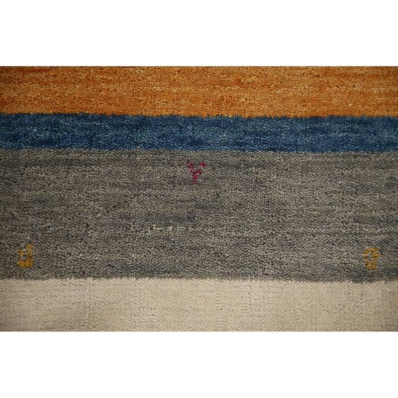 Striped Gabbeh Indian Rug Hand-Knotted Wool Carpet - 2'6"x 4'11"