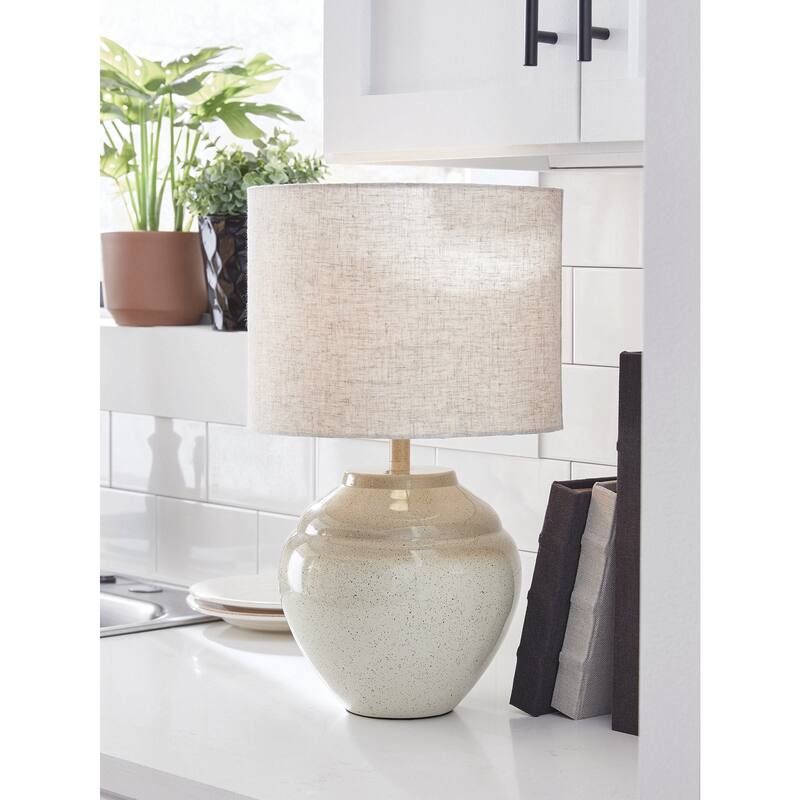 Signature Design by Ashley Waldish Beige/Cream Table Lamp - 11" W x 11" D x 19" H
