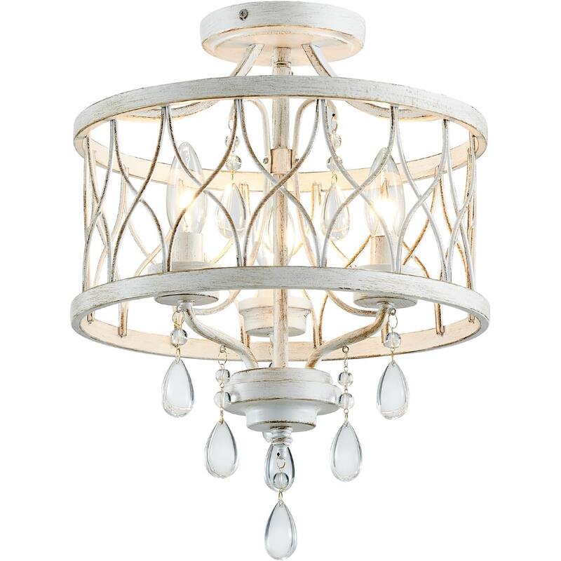 3-light chandelier light white ceiling lamp metal, crystal corridor light