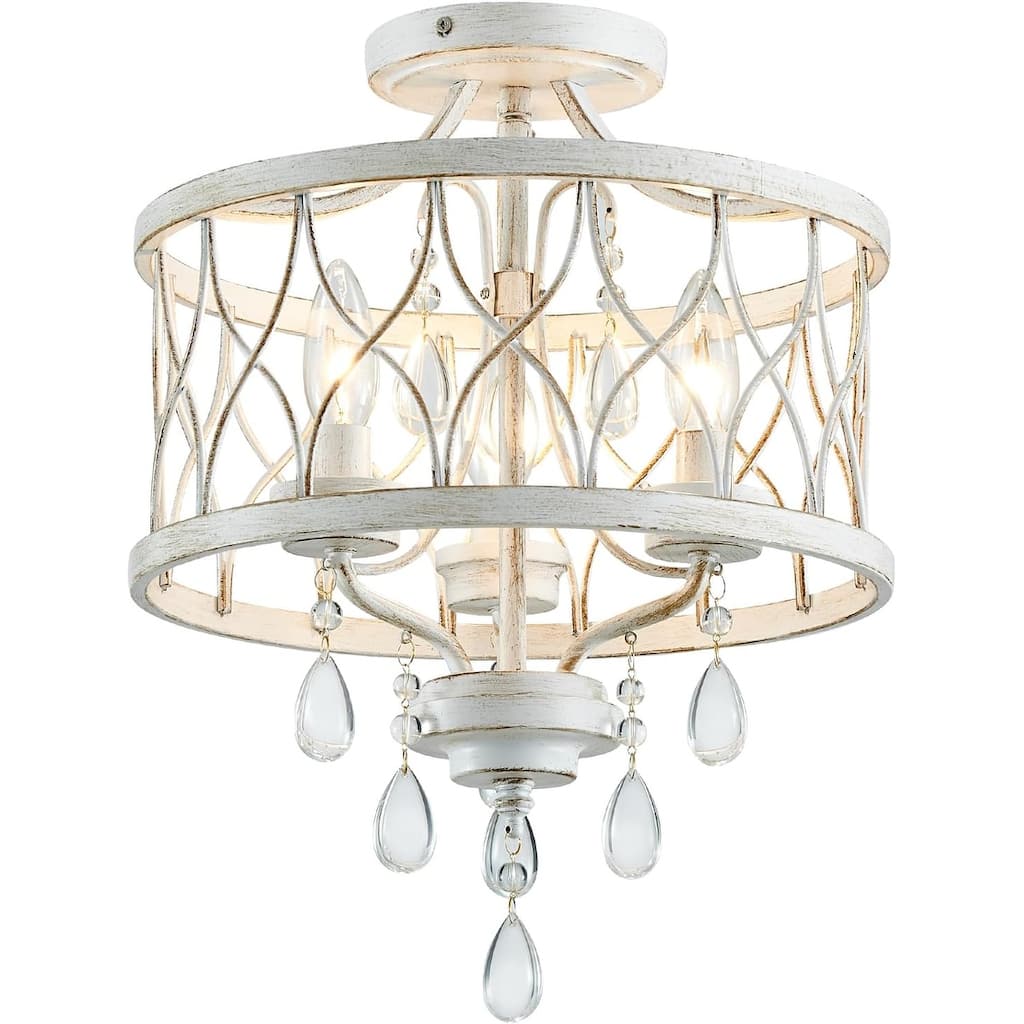 3-light chandelier light white ceiling lamp metal, crystal corridor light
