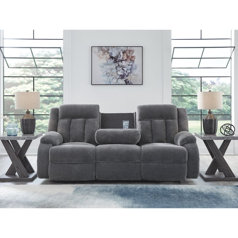 Signature Design by Ashley Free Wake Power Reclining Sofa with Drop Down Table - 85"W x 40"D x 40"H