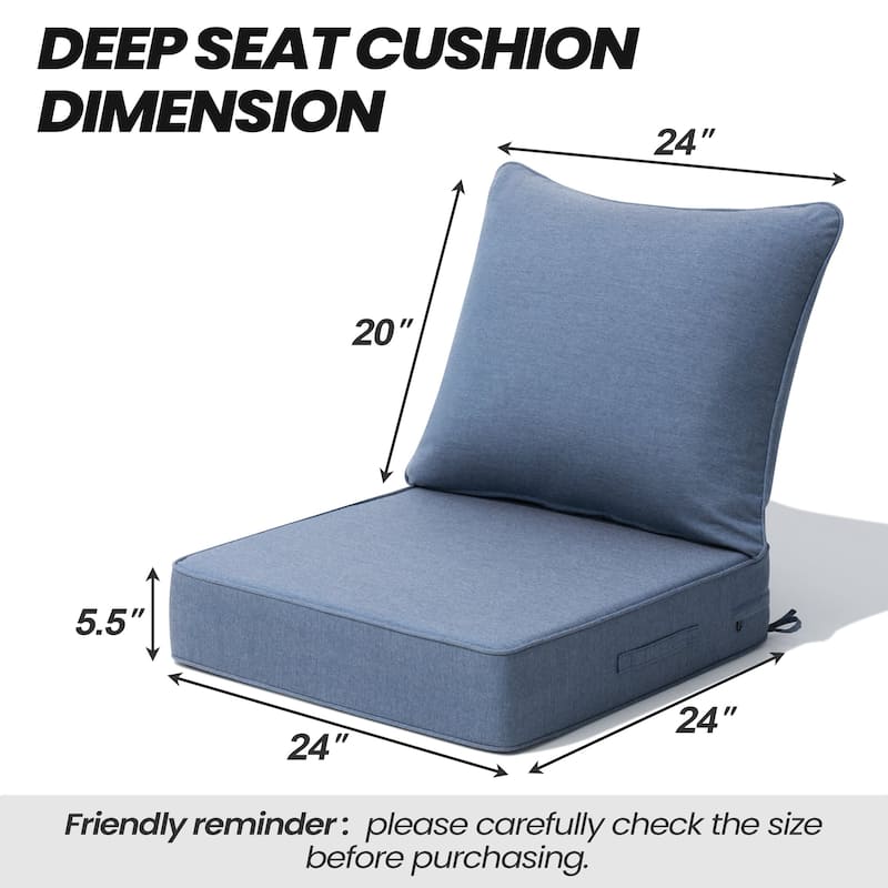 24"x 24" Outdoor Premium Deep Seat Sunbrella Cushion Set Chair Cushion