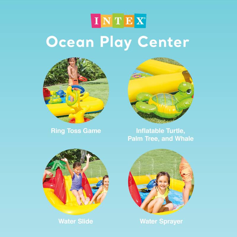 Intex Dinoland Kiddie Inflatable Pool & Inflatable Ocean Backyard Kiddie Pool - 17