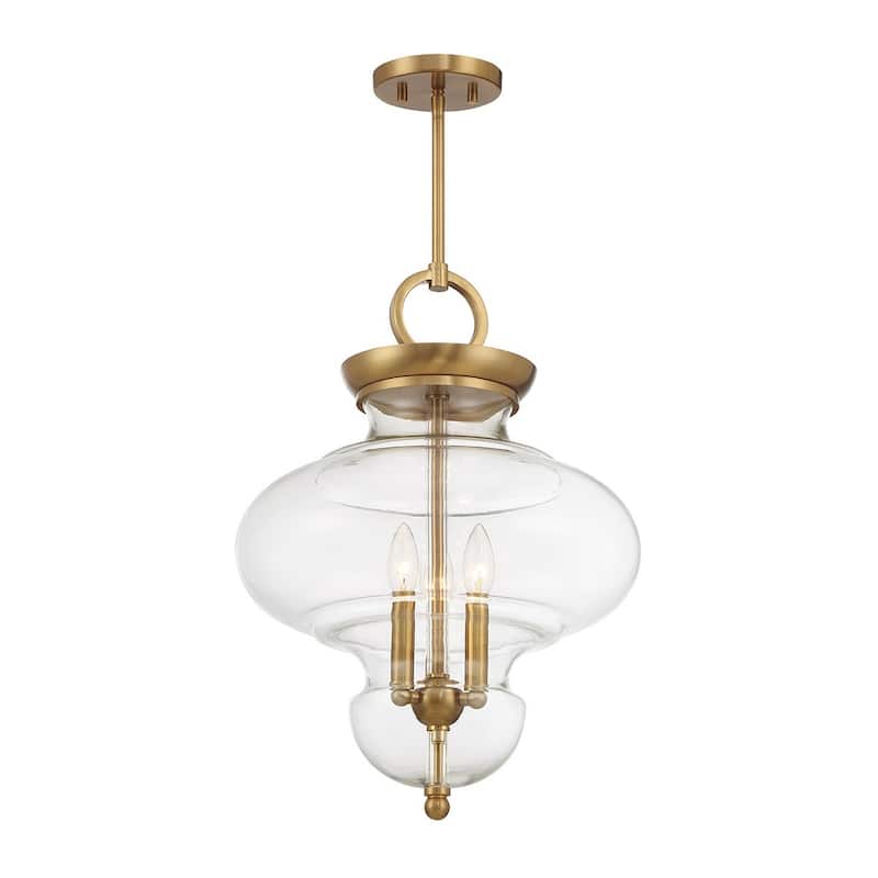 Warm Brass Three Light Pendant from the Bergdorf Collection