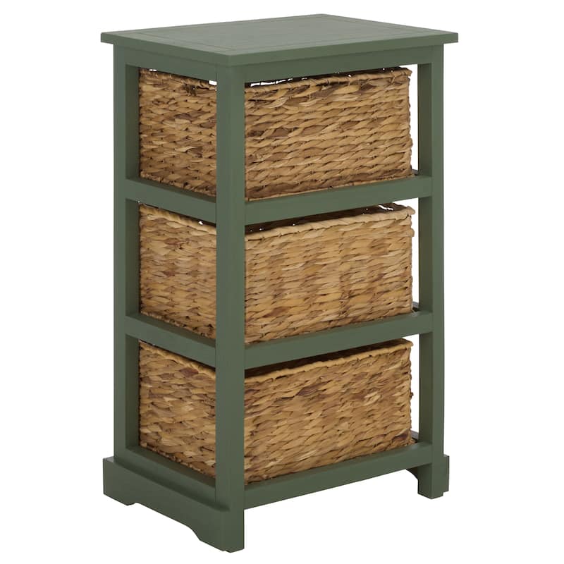 SAFAVIEH Evaline Distressed Black 3 Wicker Basket Storage Unit - 17.3" x 13.4" x 29.5" - 17"W x 13"D x 30"H