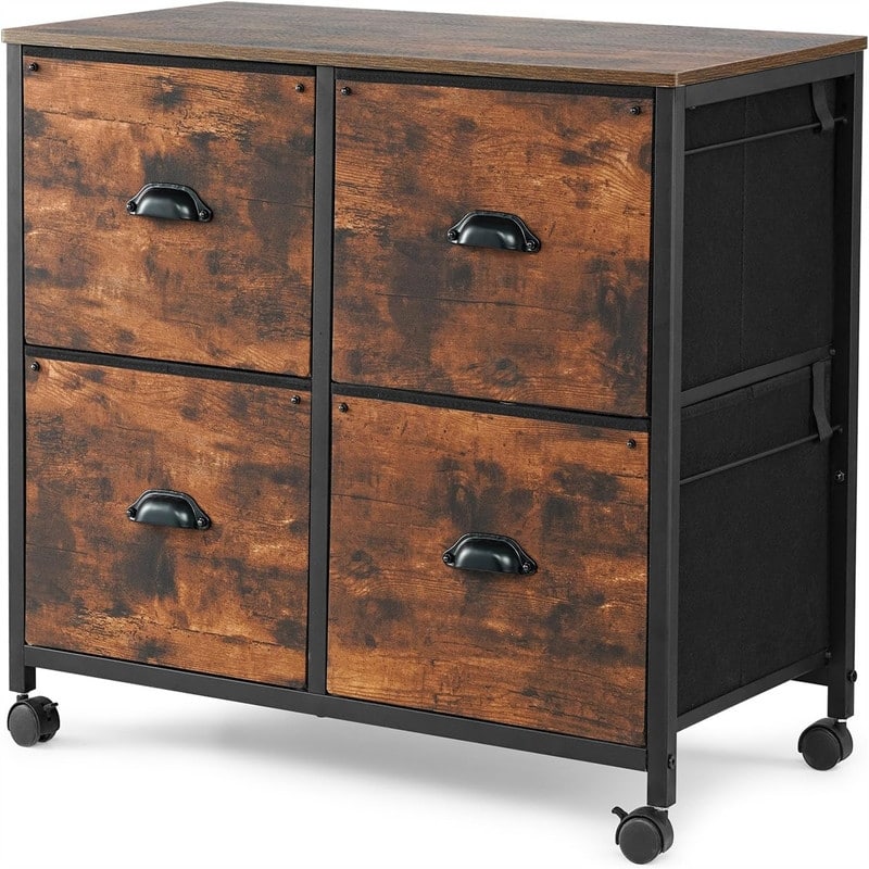 4 Drawers Mobile Fabric Lateral - 17.13"D x 33.46"W x 6.9"H