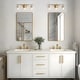 preview thumbnail 16 of 42, Modern 3-Light Gold Bathroom Vanity Light Organic Bulb Shape Glass Wall Sconce