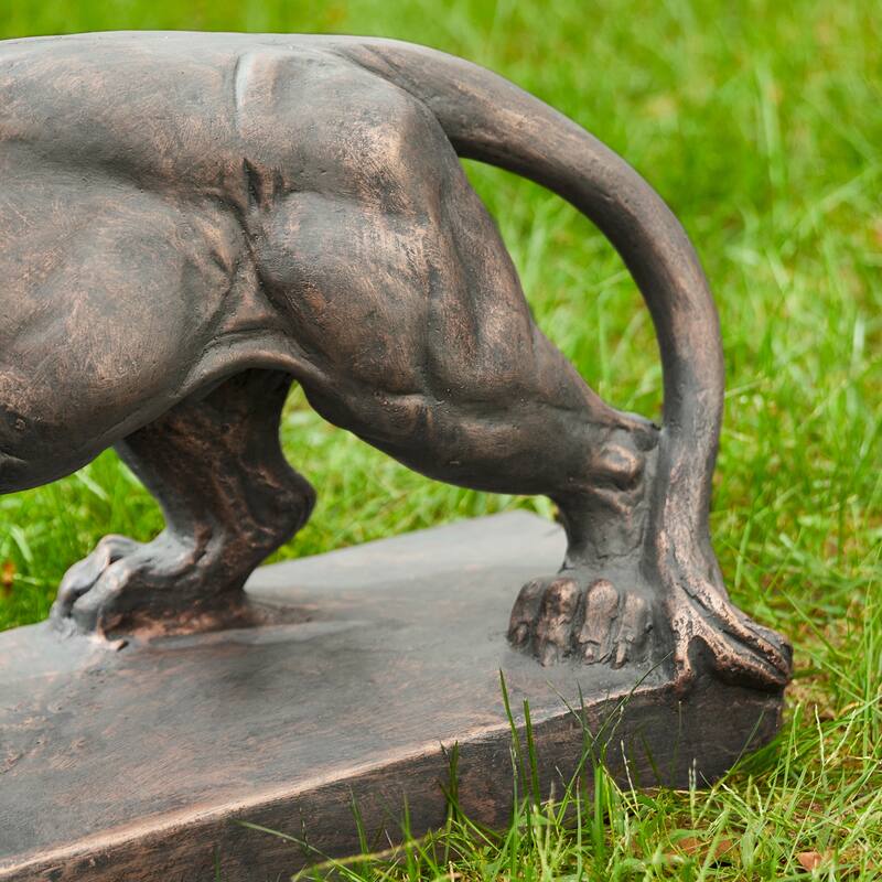 Glitzhome MGO Vintage Sitting & Lying Lion Guardian Garden Statue Porch Sculpture Indoor Outdoor