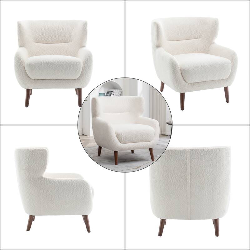 XINMICS Tufted Accent Chair, Wingback Upholstered Armchair for Living Room, Bedroom, Set of 2
