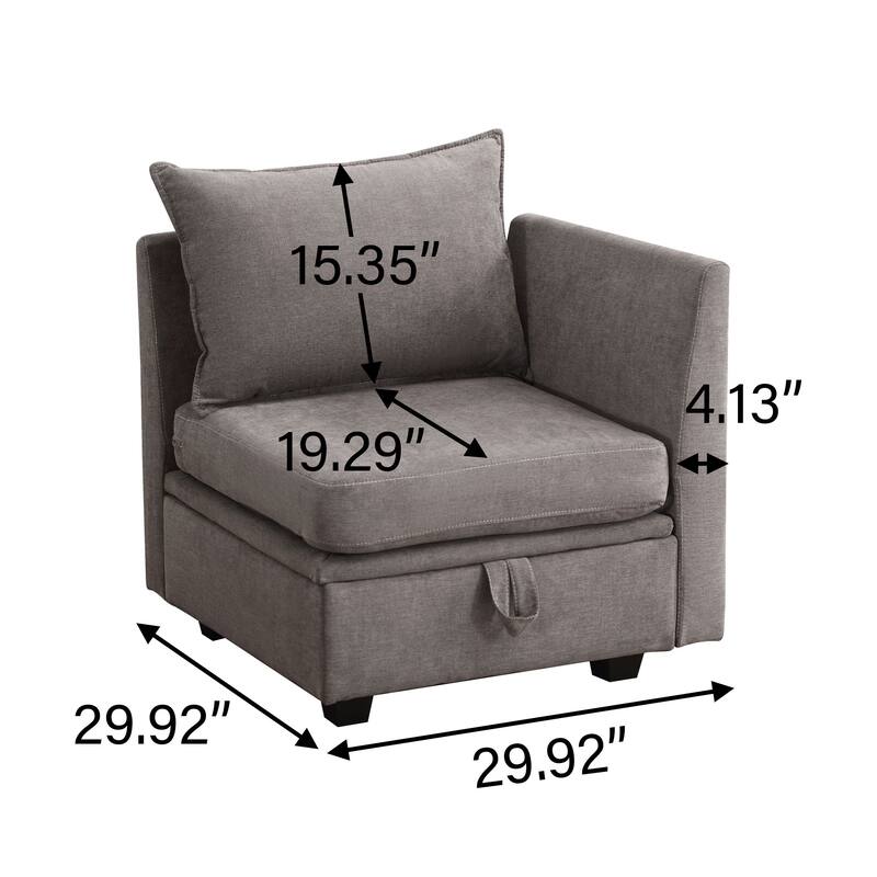 Modern Double Seating Sectional Sofa With Ottoman and Storage Space