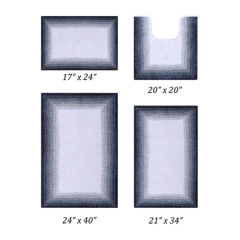 Better Trends 100% Cotton Super Soft & Highly Water Absorbent Bathroom Rugs-Torrent Collection Tufted Machine Washable Bath Mats - 4 Piece Set 17"x24" | 20"x20" | 21"x34" | 24"x40" - Gray