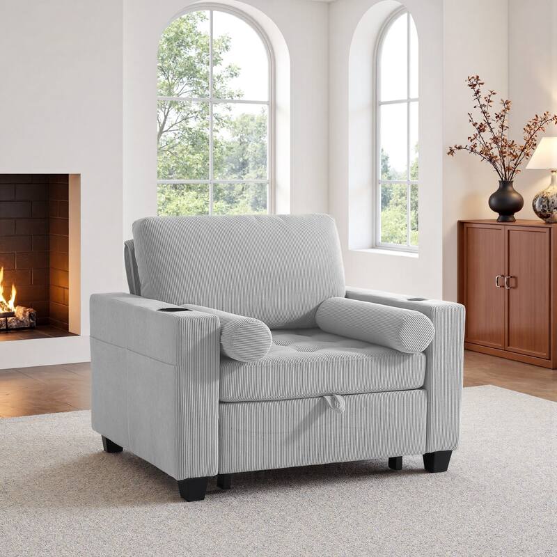 3-in-1 Pull-Out Sleeper Chair Bed Convertible Adjustable Lounge