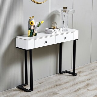 Modern Console Table with 2-Drawers and Adjustable Foot Pads - Bed Bath ...