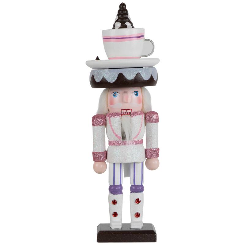 Hot Cocoa Nutcracker Christmas Figure - 10" - White and Pink