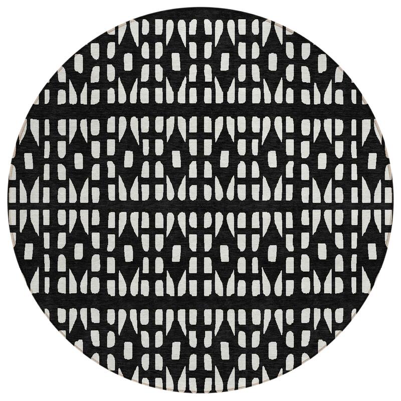 Machine Washable Indoor/ Outdoor Contemporary Imprints Chantille Rug