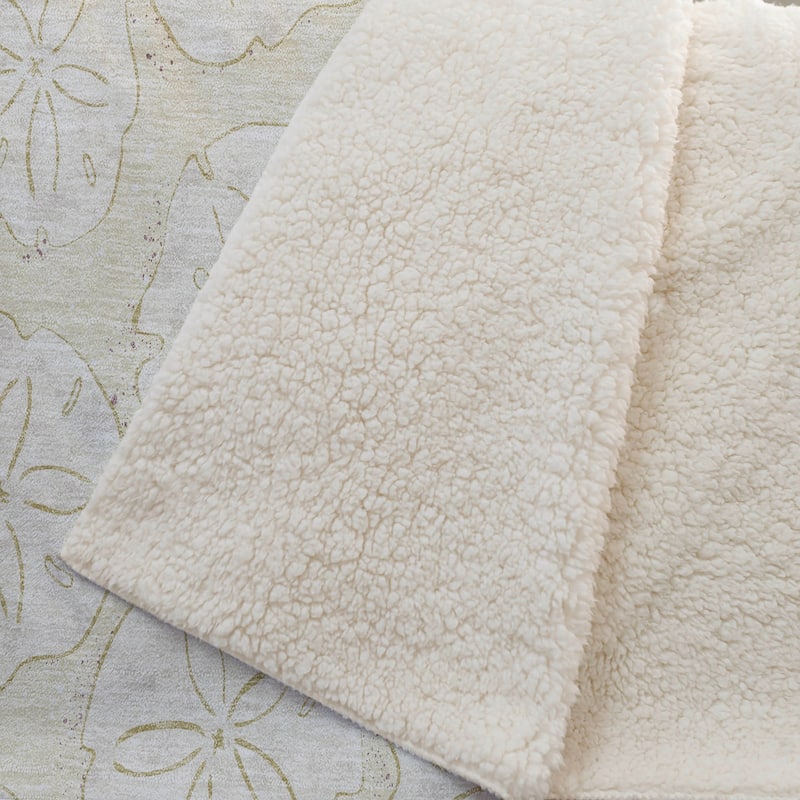 Premium Machine Washable ASB189 Coastal Sand Dollar Sherpa Throw Blanket