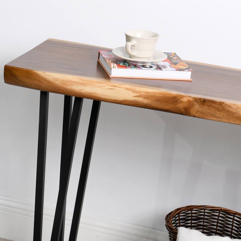 Natural Wood Rectangle Coffee Console Table