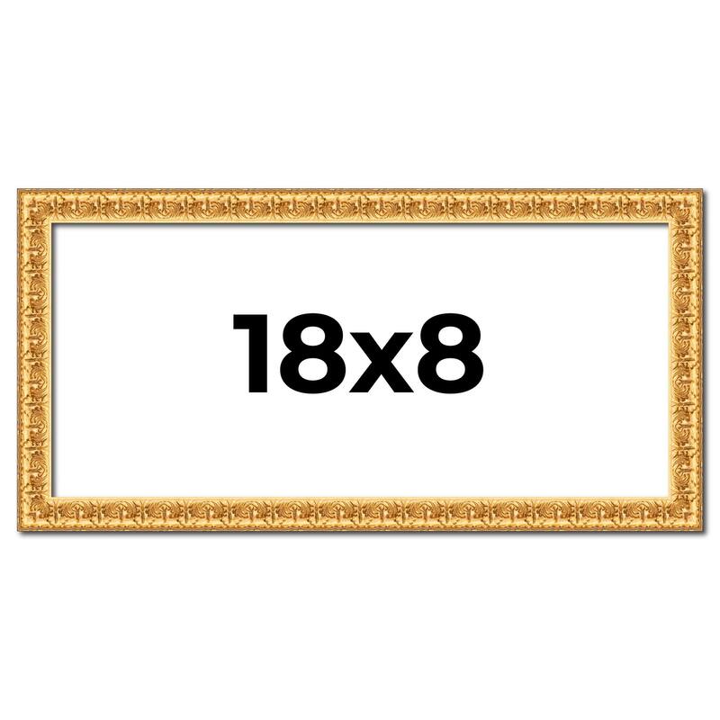 18x8 Frame Gold Real Wood Picture Frame Width 1 inches | Interior