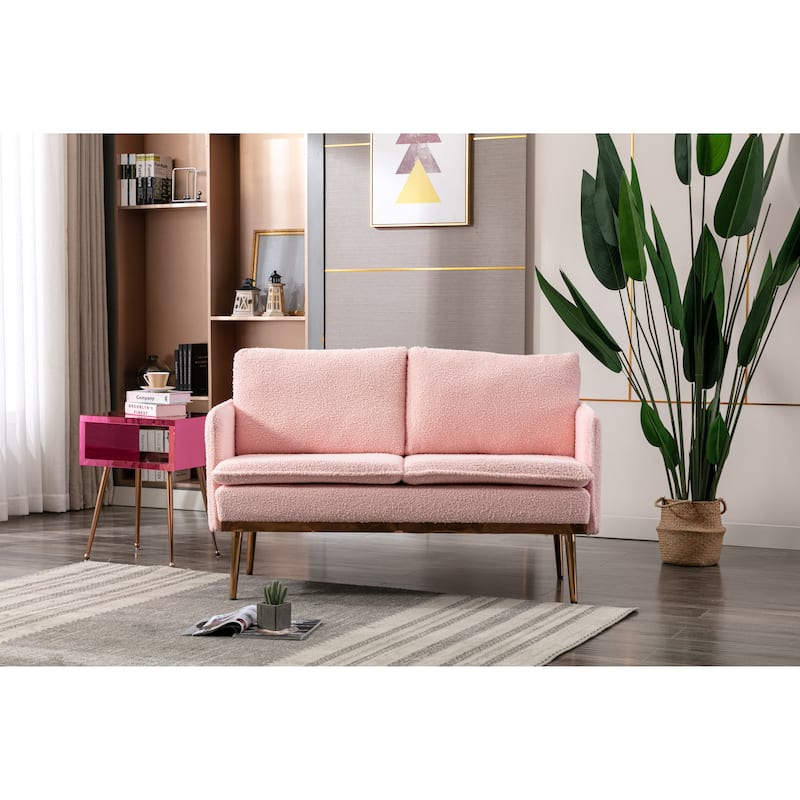 Polyester Upholstered Living Room loveseats sofa With Golden Legs