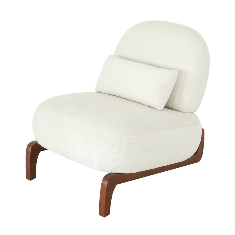 Cute Velvet Accent Chair with Solid Wood Legs and Soft Cushion