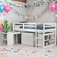 preview thumbnail 2 of 48, Modern Twin Size Loft Bed With Cabinet,Shelves And Rolling Portable Desk