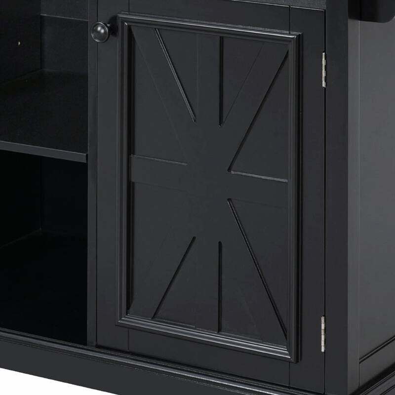 54.9" Kitchen Island with Drop Leaf, Power Outlet, Kitchen Storage Cart