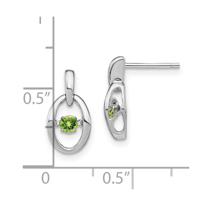 Curata 925 Sterling Silver Rhodium Peridot Vibrant Earrings - 14x7.5mm