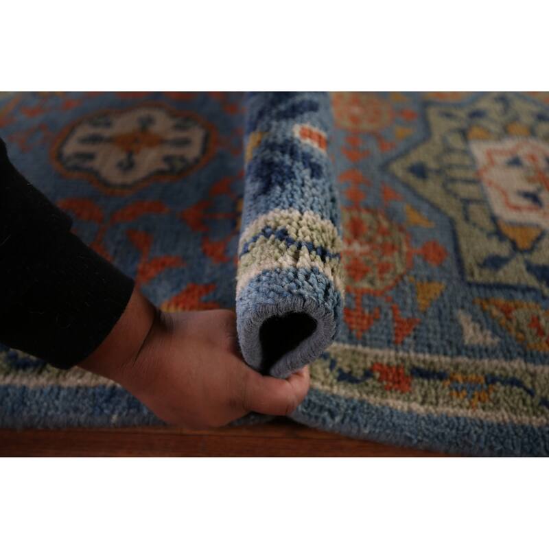 Geometric Khotan Indian Area Rug Handmade Wool Carpet - 8'9"x 11'8"