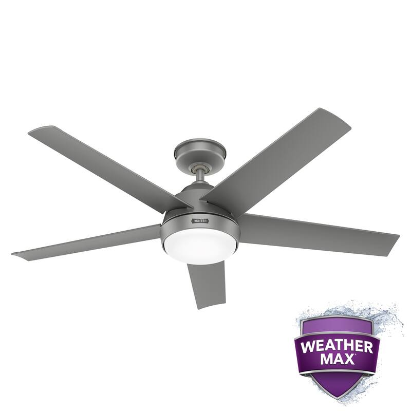 Hunter 52" Skyflow Outdoor Ceiling Fan w/ LED Light Kit, Wall Control - Coastal Modern Contemporary - WeatherMax - WET-RATED!