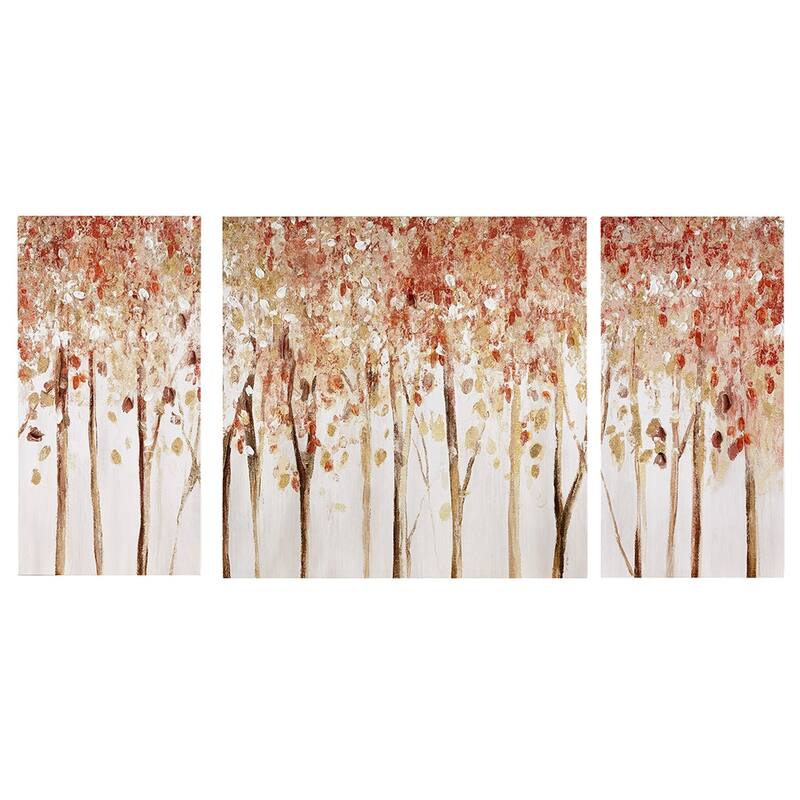 Triptych 3-piece Textured Canvas Wall Art Set - Red