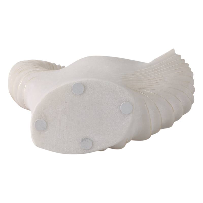Polyresin Abstract Sculpture Modern Shell Form Home Decor - 14" White - 14" x 6.25" x 14.25"