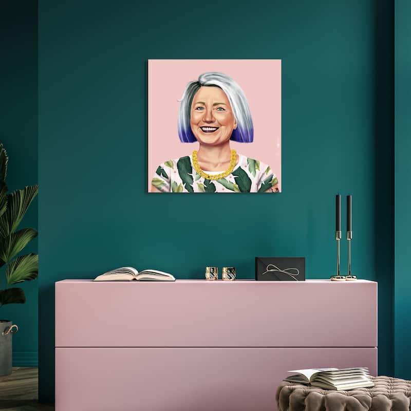 Empire Art Direct "Hip Hillary" Printed Tempered Art Glass Wall Art