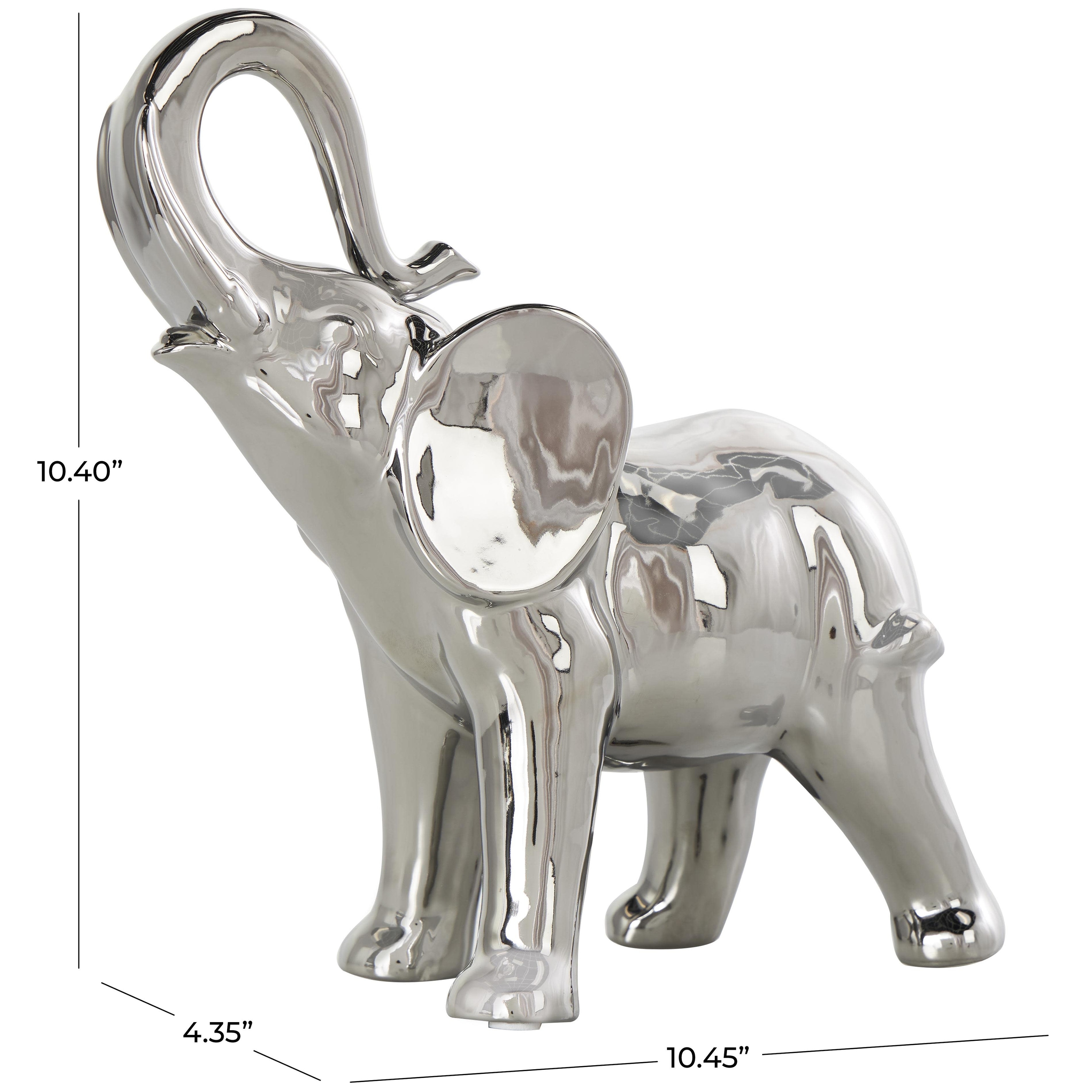 Ceramic Elephant Standing Decorative Sculpture - Silver or Gold - Roche River Decor - 10\, image size:3500x3500