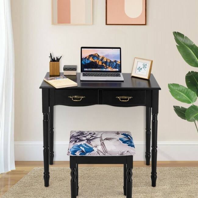 Vanity Makeup Dressing Table with Tri Folding Mirror - 31.5" x 15.7" x 54.0" (L x W x H)
