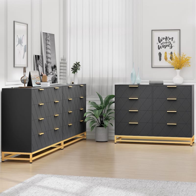 Dresser for Bedroom with 8 Drawer, TV Stand Dressers Chest of Drawers