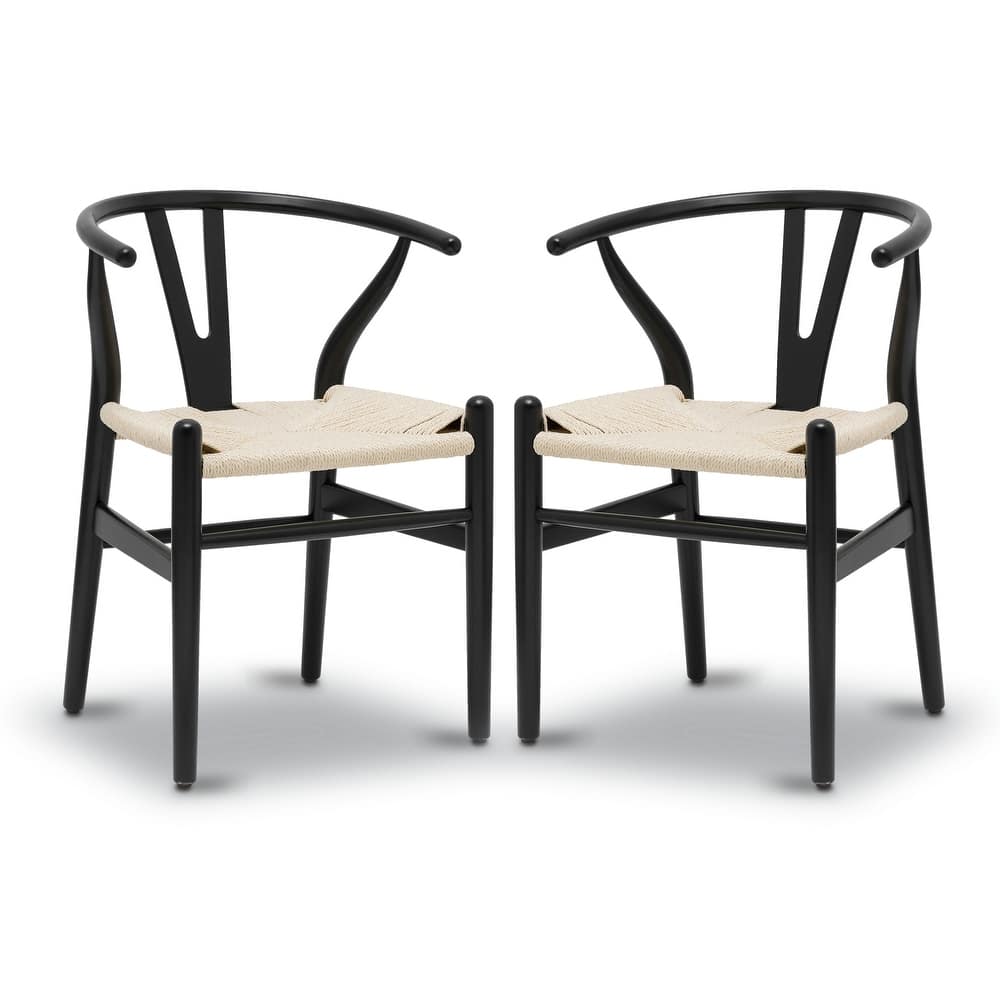 Poly & Bark Weave Chairs - Solid Wood Frame (Set of 2)