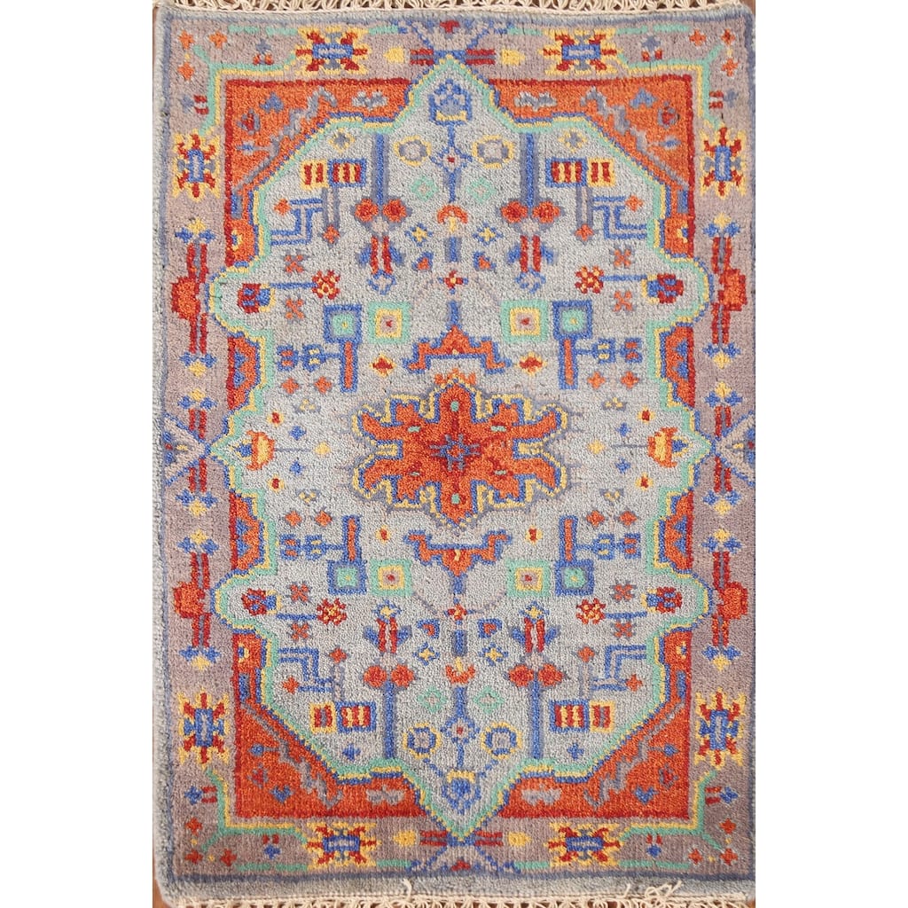 Geometric Kazak Oriental Area Rug Handmade Wool Carpet - 2'0"x 3'0"