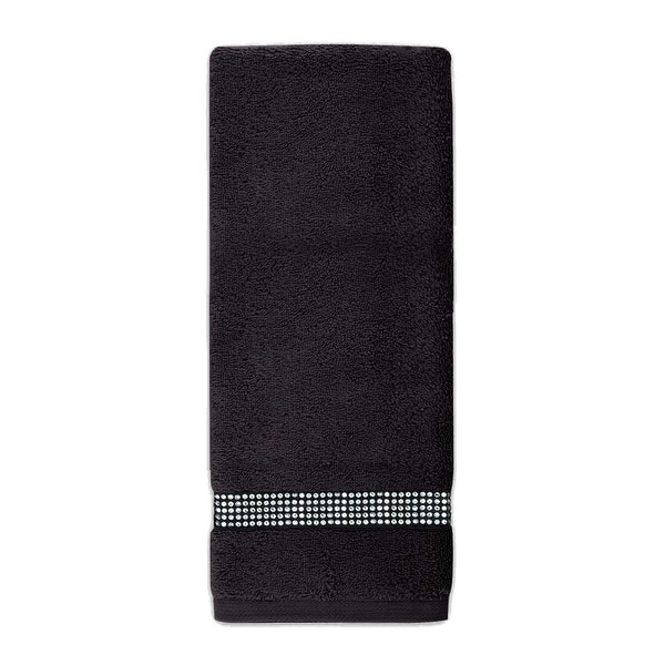 Off-White Embroidered Towel Slides in Black sz 9 US Sparkles Home Stripe Rhinestone Hand Towel (Set of 2) - Bed  main image 3