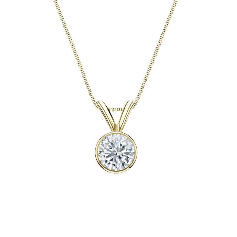 Auriya 14-karat Gold 0.38ctw Round Solitaire Lab Grown Diamond Necklace Bezel (H-I VS) - 0.38 - Yellow