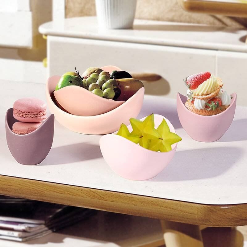 Salad Decorative Bowls Lotus Shaped Pasta Bowls Dishwasher & Microwave Safe, Unique Angled Ceramic Bowls Ideal for Restaurant