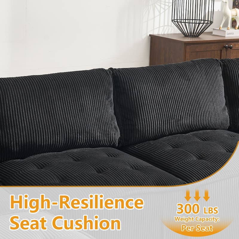 U-Shaped Corduroy Upholstered 6-Seat Convertible Modular Sectional Sofa Fit for Living Room