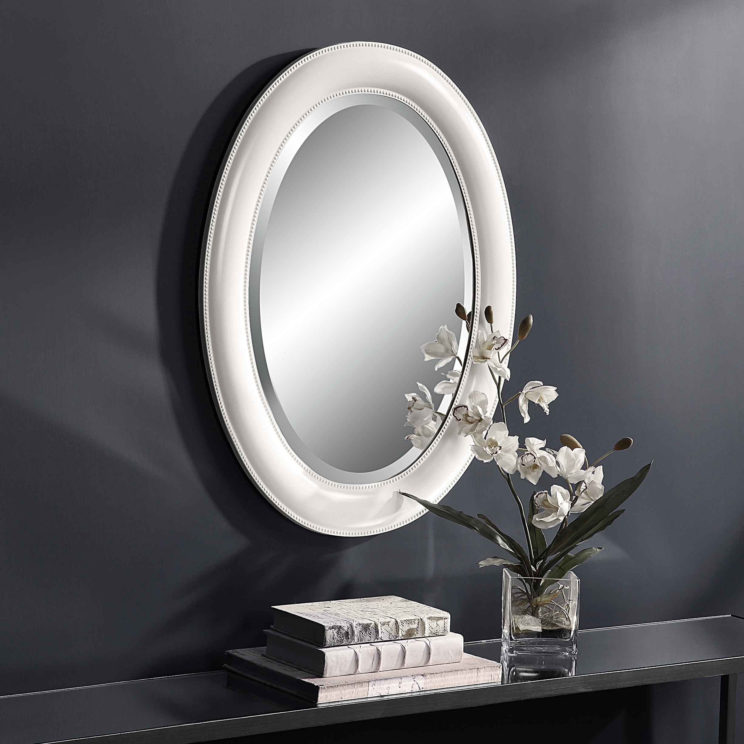 Living Room Oval Beaded Mirror Oval Beaded Bevel Wall Mirror X X