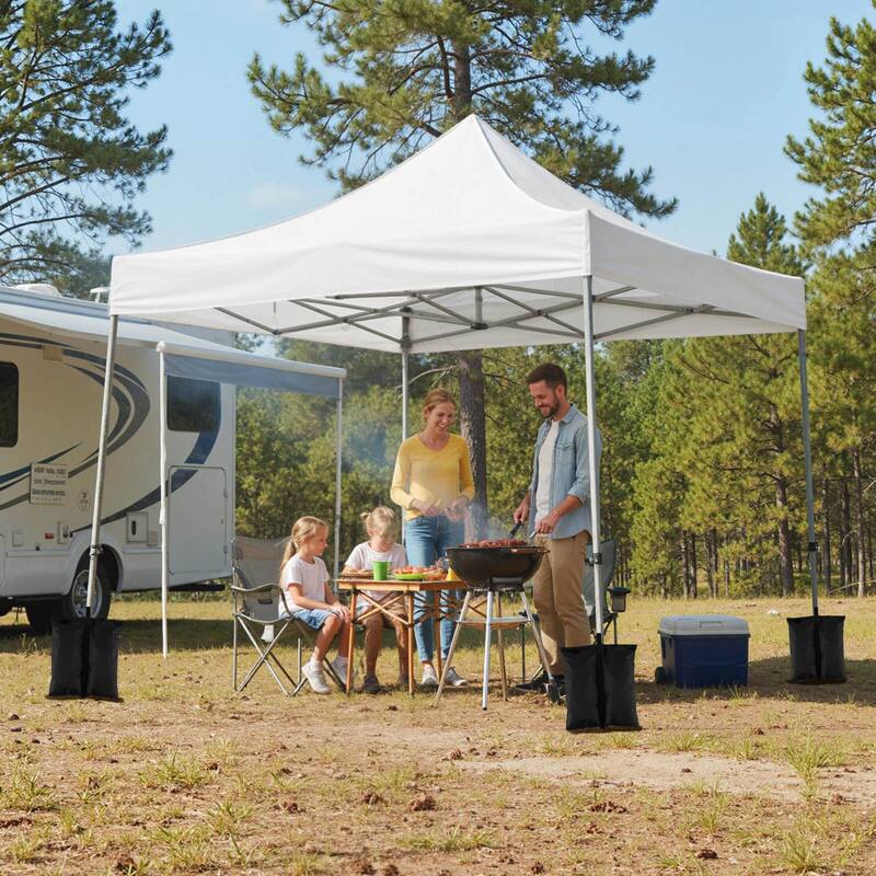 Costway 10 x 10 FT Pop up Canopy Tent with Sidewalls & Awning, Wheeled - See Details