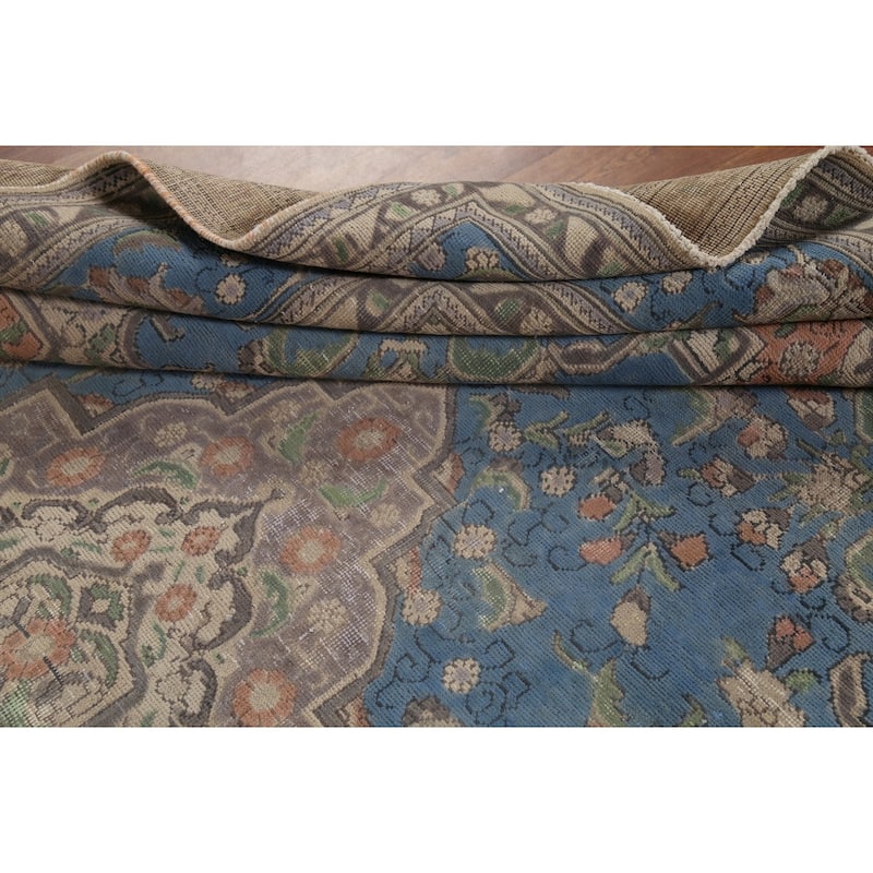 Floral Tabriz Persian Vintage Rug Handmade Living Room Wool Carpet - 8'1"x 11'3"