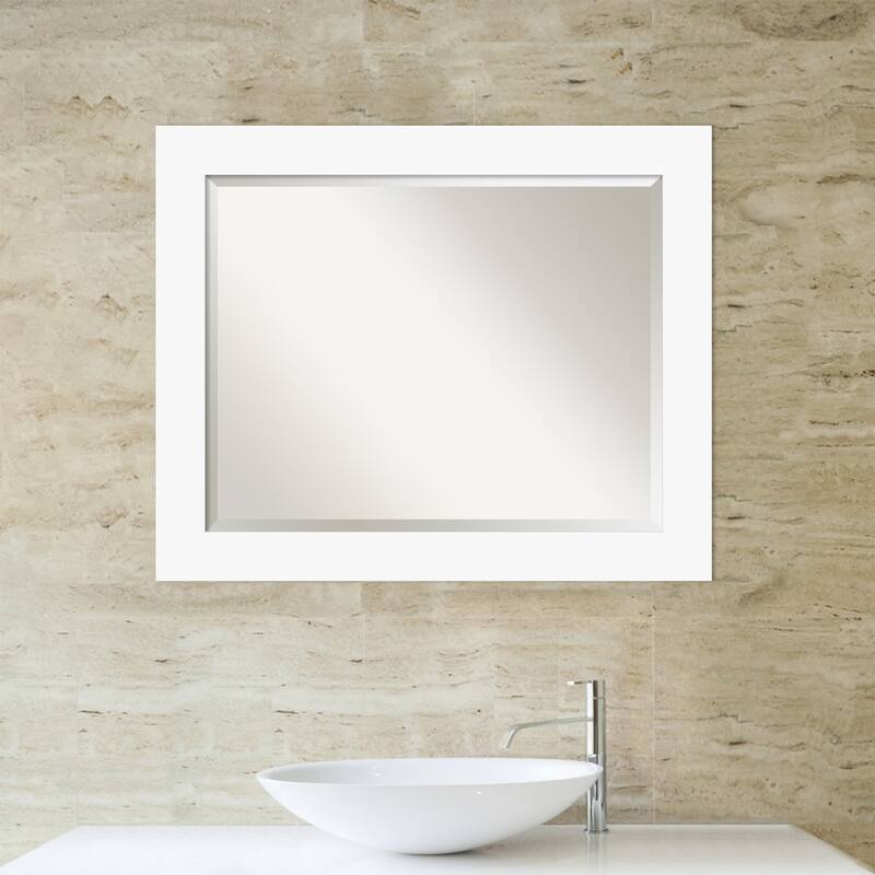Basic Beveled Wood Framed Bathroom Vanity Wall Mirror