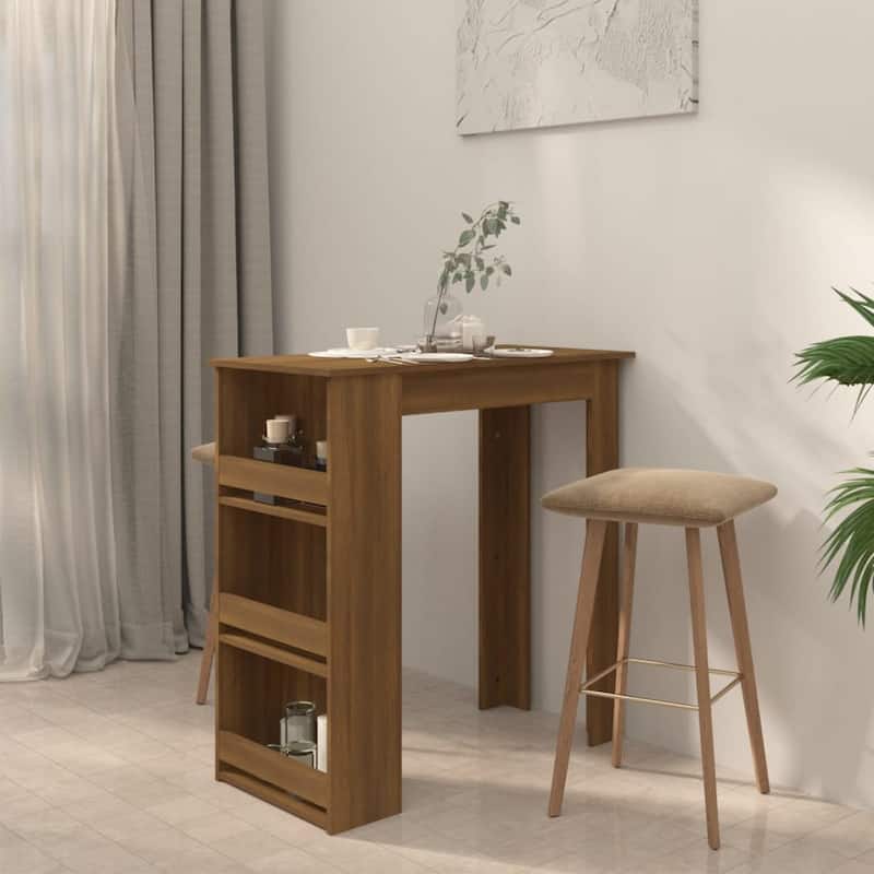 vidaXL Bar Table Kitchen Pub Bistro Table with Storage Rack Engineered Wood - 40.2" x 19.7" x 40.7"