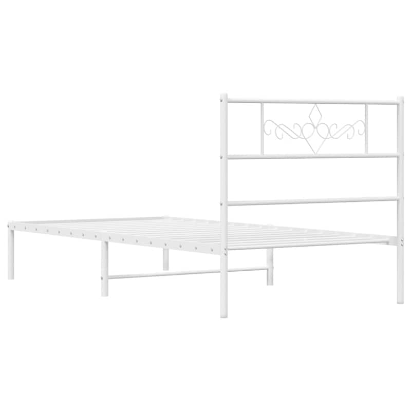 vidaXL 12 Inches White Twin XL Metal Bed Frame No Mattress - 81.5" x 41.3" x 35.4"